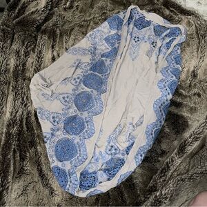 Free People Catania Embroidered Eyelet Kimono Lace Cover Up Grey Blue Floral